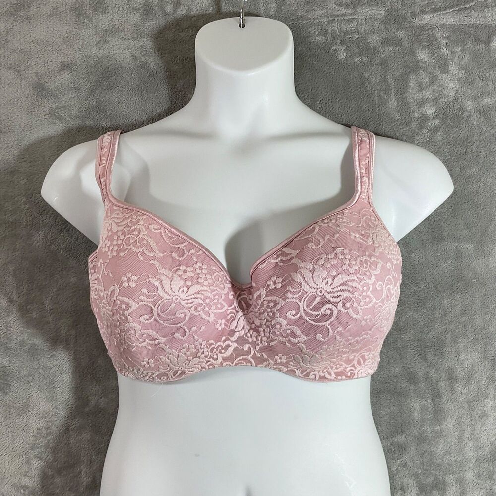 Cacique Bra 42DD Underwire  Balconette Bra Pink Lace